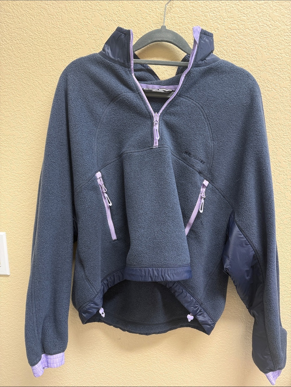 Salomon Navy Fleece Pullover with Lavender Trim